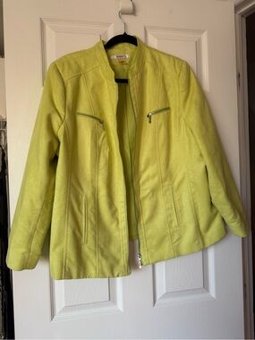 TanJay Lime Green Faux Leather Zip Jacket